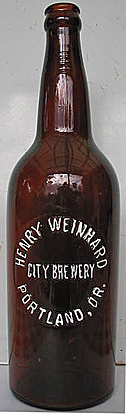 HENRY WEINHARD CITY BREWERY EMBOSSED BEER BOTTLE