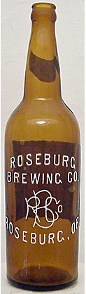 ROSEBURG BREWING COMPANY EMBOSSED BEER BOTTLE