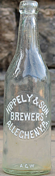 HIPPELY & SON BREWERS EMBOSSED BEER BOTTLE