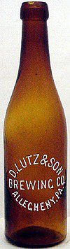 D. LUTZ & SON BREWING COMPANY EMBOSSED BEER BOTTLE