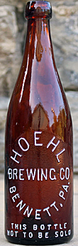 HOEHL BREWING COMPANY EMBOSSED BEER BOTTLE