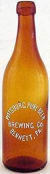 PITTSBURG PURE BEER BREWING COMPANY EMBOSSED BEER BOTTLE