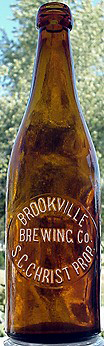 BROOKVILLE BREWING COMPANY EMBOSSED BEER BOTTLE