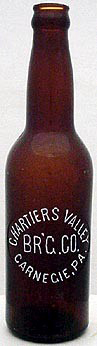 CHARTIERS VALLEY BREWING COMPANY EMBOSSED BEER BOTTLE