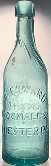 J. EDWARD BREWED BY BERGNER & ENGLE EMBOSSED BEER BOTTLE