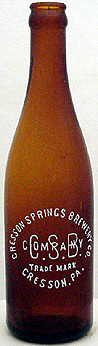 CRESSON SPRINGS BREWERY COMPANY EMBOSSED BEER BOTTLE