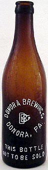DONORA BREWING COMPANY EMBOSSED BEER BOTTLE