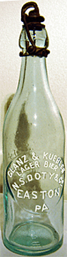 GLANZ & KUEBLER LAGER BIER EMBOSSED BEER BOTTLE