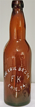 THE ERIE BREWING COMPANY EMBOSSED BEER BOTTLE
