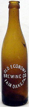 OLD ECONOMY BREWING COMPANY EMBOSSED BEER BOTTLE