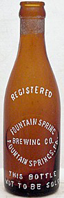 FOUNTAIN SPRING BREWING COMPANY EMBOSSED BEER BOTTLE
