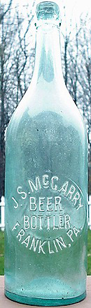 J. S. McGARRY BEER BOTTLER EMBOSSED BEER BOTTLE
