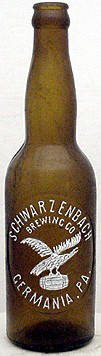 SCHWARZENBACH BREWING COMPANY EMBOSSED BEER BOTTLE