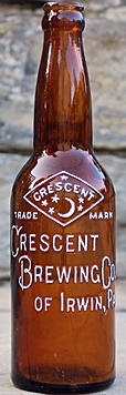 CRESCENT BREWING COMPANY EMBOSSED BEER BOTTLE