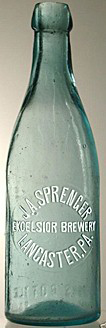 J. A. SPRENGER EXCELSIOR BREWERY EMBOSSED BEER BOTTLE