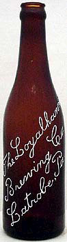 THE LOYALHANNA BREWING COMPANY EMBOSSED BEER BOTTLE