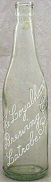 THE LOYALHANNA BREWING COMPANY EMBOSSED BEER BOTTLE