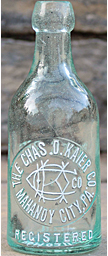 THE CHARLES D. KAIER COMPANY WEISS BEER EMBOSSED BEER BOTTLE