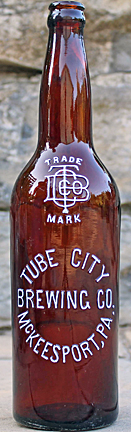 TUBE CITY BREWING COMPANY EMBOSSED BEER BOTTLE