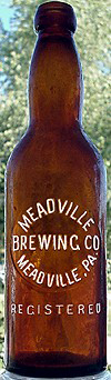 MEADVILLE BREWING COMPANY EMBOSSED BEER BOTTLE