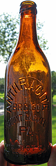 ANTHRACITE BREWING COMPANY EMBOSSED BEER BOTTLE