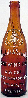 ARNHOLT & SCHAEFER BREWING COMPANY EMBOSSED BEER BOTTLE