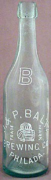 J. & P. BALTZ BREWING COMPANY EMBOSSED BEER BOTTLE