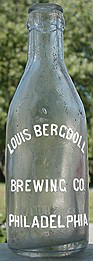 LOUIS BERGDOLL BREWING COMPANY EMBOSSED BEER BOTTLE