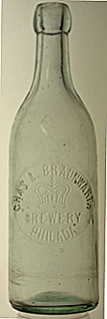 CHARLES L. BRAUNWARTH BREWERY EMBOSSED BEER BOTTLE