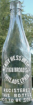 HENRY HESS BREWING COMPANY EMBOSSED BEER BOTTLE
