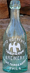 OTTO HOEPFNER'S BREWERY EMBOSSED BEER BOTTLE