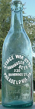 GEORGE WILLIAM OTTO TANNHAUSER BEER EMBOSSED BEER BOTTLE