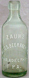 ZAUN'S WEISS BEER BREWERY EMBOSSED BEER BOTTLE
