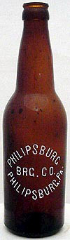 PHILIPSBURG BREWING COMPANY EMBOSSED BEER BOTTLE
