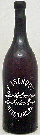 F. TSCHUDY BARTHOLOMAY'S ROCHESTER BEER EMBOSSED BEER BOTTLE