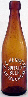 J. E. KENNELLY BUFFALO BEER EMBOSSED BEER BOTTLE