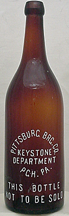 PITTSBURG BREWING COMPANY EMBOSSED BEER BOTTLE