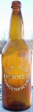 ELK RUN BREWING COMPANY EMBOSSED BEER BOTTLE