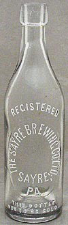 THE SAYRE BREWING COMPANY LIMITED EMBOSSED BEER BOTTLE