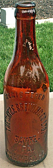 THE SAYRE BREWING COMPANY LIMITED EMBOSSED BEER BOTTLE