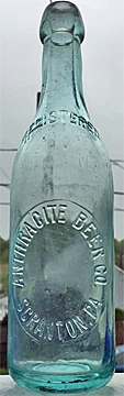 ANTHRACITE BEER COMPANY EMBOSSED BEER BOTTLE
