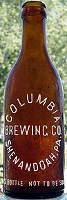 COLUMBIA BREWING COMPANY EMBOSSED BEER BOTTLE