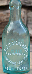 A. J. SAKALOSKY WEISS BIER EMBOSSED BEER BOTTLE