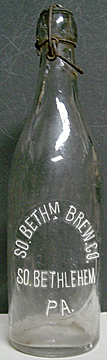 SOUTH BETHLEHEM BREWING COMPANY EMBOSSED BEER BOTTLE