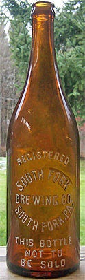 SOUTH FORK BREWING COMPANY EMBOSSED BEER BOTTLE