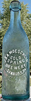 J & A MOESCHLIN COLD SPRING BREWERY EMBOSSED BEER BOTTLE