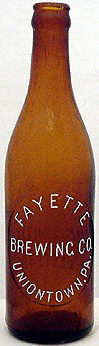 FAYETTE BREWING COMPANY EMBOSSED BEER BOTTLE
