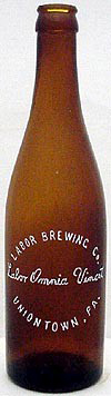 LABOR BREWING COMPANY EMBOSSED BEER BOTTLE