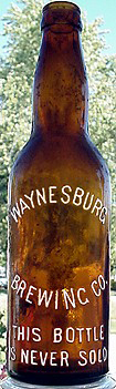 WAYNESBURG BREWING COMPANY EMBOSSED BEER BOTTLE