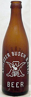 ANHEUSER BUSCH BREWING ASSOCIATION BEER CONSUMERS B. B. ESTBLISHMENT EMBOSSED BEER BOTTLE